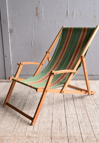 イギリス アンティーク フォールディングデッキチェア 椅子 10055