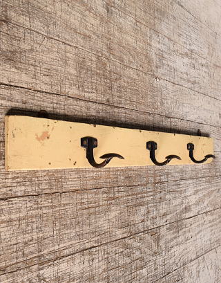 フレンチ　 アンティーク　壁掛けコートフック 3連 10490