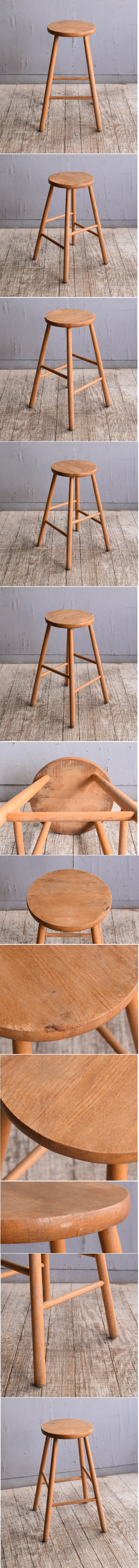 イギリス アンティーク家具 木製　ハイスツール　 椅子 10643