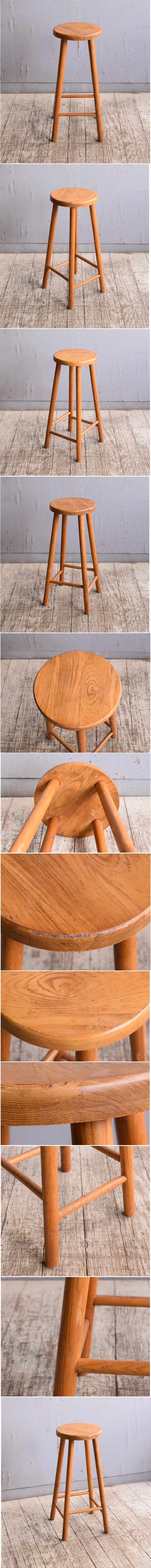イギリス アンティーク家具 木製　ハイスツール　 椅子 10644