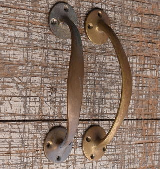 イギリス アンティーク 真鍮 ドアハンドル×2 建具金物 取っ手　10949