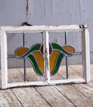 イギリス アンティーク ステンドグラス 幾何学 11110