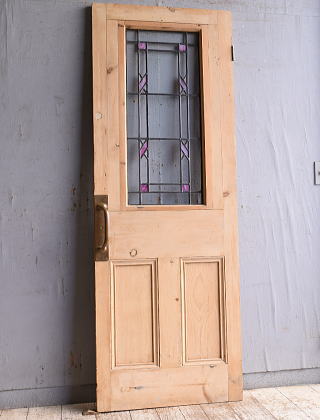 イギリス アンティーク ステンドグラス入り木製ドア 扉 建具 11139