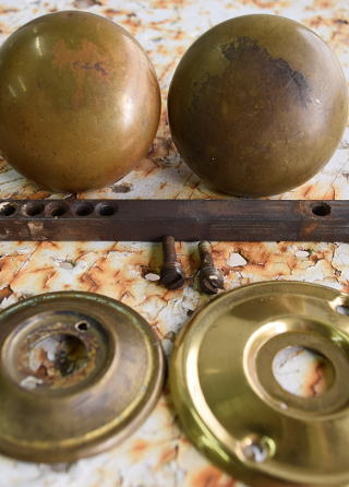 イギリス アンティーク 真鍮製 ドアノブ 建具金物 握り玉 11148