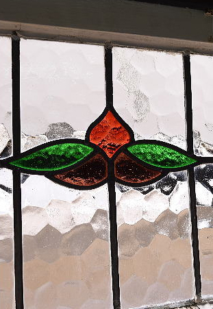 イギリス アンティーク ステンドグラス 幾何学 11248