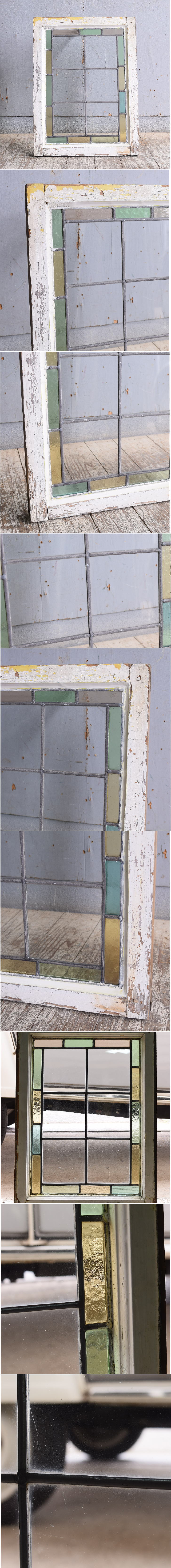 イギリス アンティーク ステンドグラス 幾何学 11255