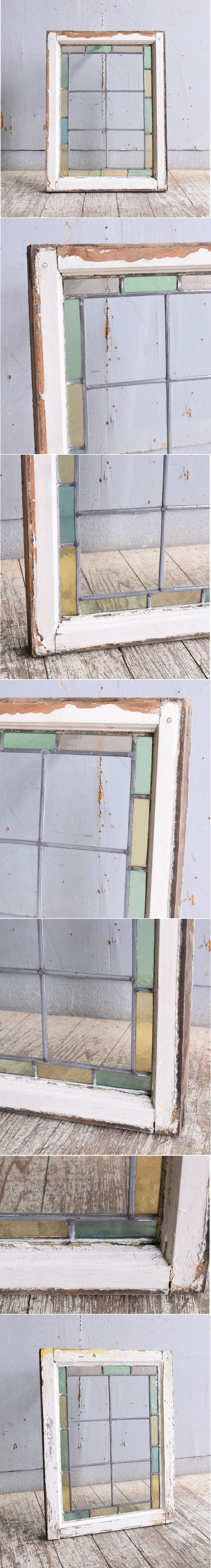 イギリス アンティーク ステンドグラス 幾何学 11255
