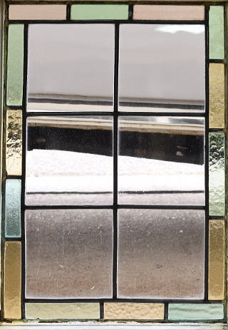 イギリス アンティーク ステンドグラス 幾何学 11255