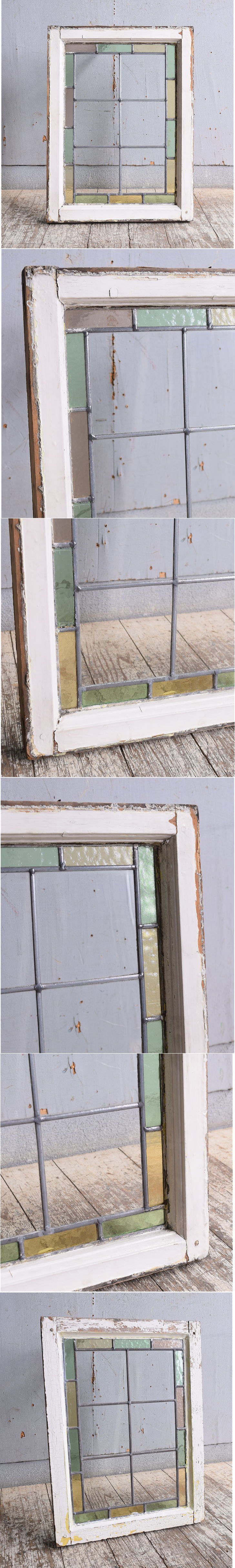 イギリス アンティーク ステンドグラス 幾何学 11256