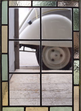 イギリス アンティーク ステンドグラス 幾何学 11256