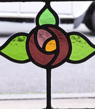 イギリス アンティーク ステンドグラス 幾何学 11289