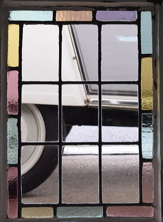 イギリス アンティーク ステンドグラス 幾何学 11297