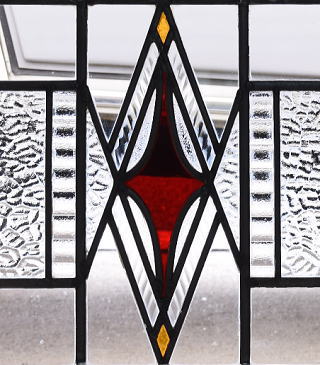 イギリス アンティーク ステンドグラス 幾何学 11298