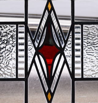 イギリス アンティーク ステンドグラス 幾何学 11299