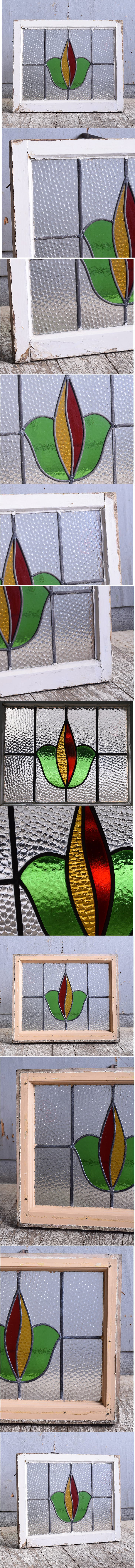 イギリス アンティーク ステンドグラス 幾何学 11300