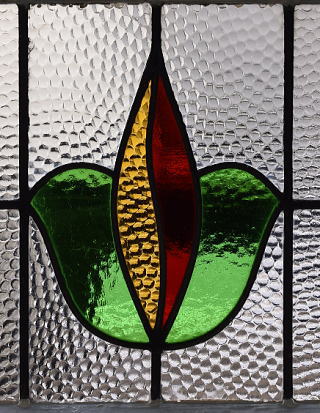 イギリス アンティーク ステンドグラス 幾何学 11308