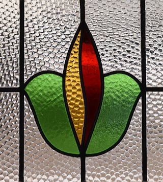 イギリス アンティーク ステンドグラス 幾何学 11310