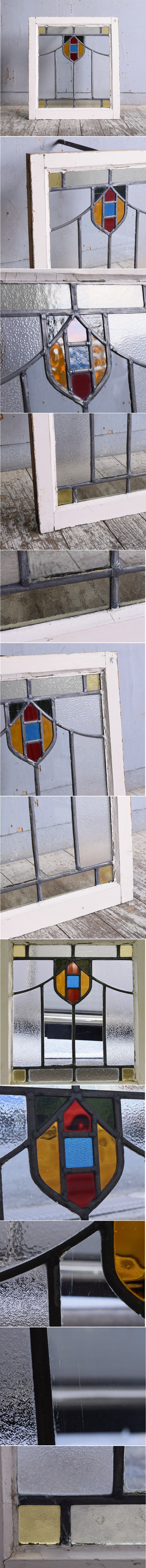 イギリス アンティーク ステンドグラス 幾何学 11407