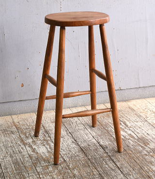 イギリス アンティーク家具 木製　ハイスツール　 椅子 11466
