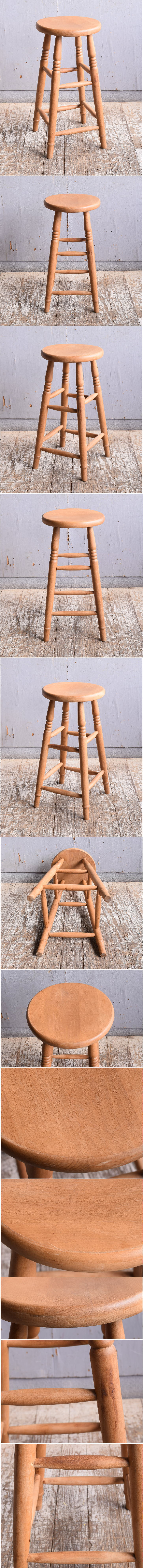 イギリス アンティーク家具 木製　ハイスツール　 椅子 11545