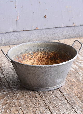 フレンチ アンティーク　ブリキ製　ウォッシングタブ ディスプレイ ガーデニング 11562