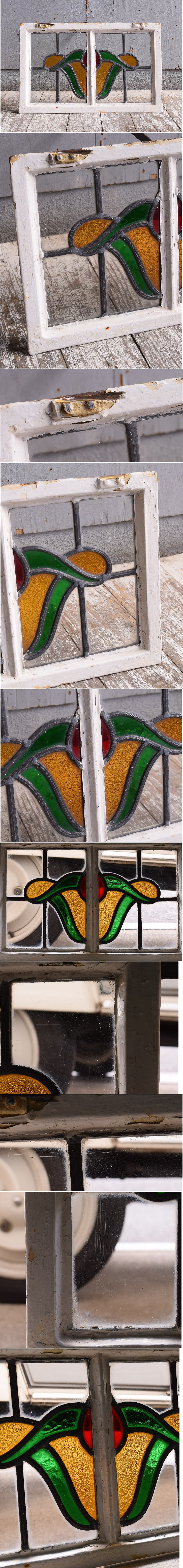 イギリス アンティーク ステンドグラス 幾何学 11594