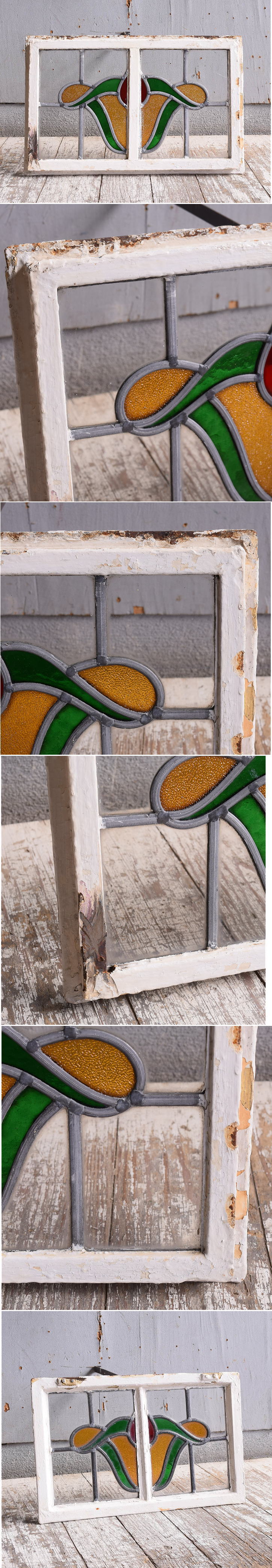 イギリス アンティーク ステンドグラス 幾何学 11594