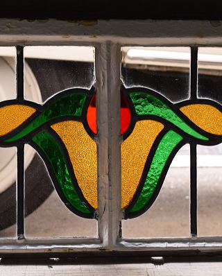 イギリス アンティーク ステンドグラス 幾何学 11594