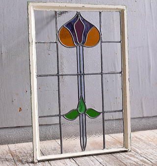 イギリス アンティーク ステンドグラス 幾何学 11596