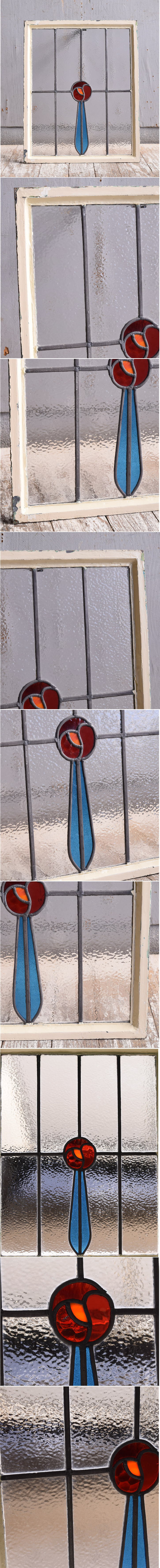 イギリス アンティーク ステンドグラス 幾何学 11597