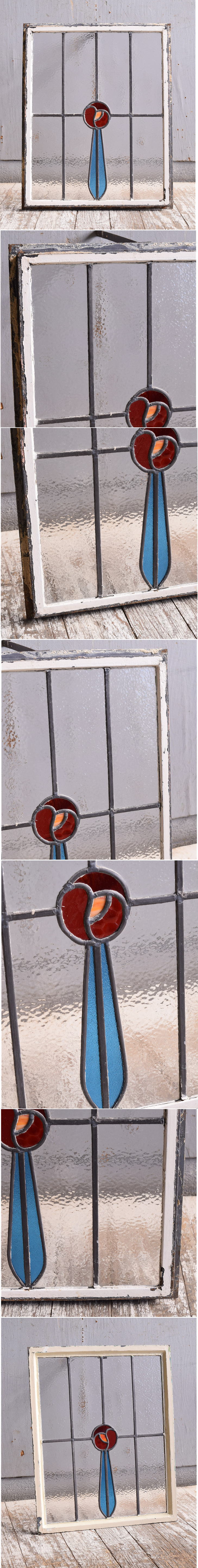 イギリス アンティーク ステンドグラス 幾何学 11597