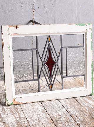 イギリス アンティーク ステンドグラス 幾何学 11598