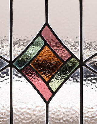 イギリス アンティーク ステンドグラス 幾何学 11613