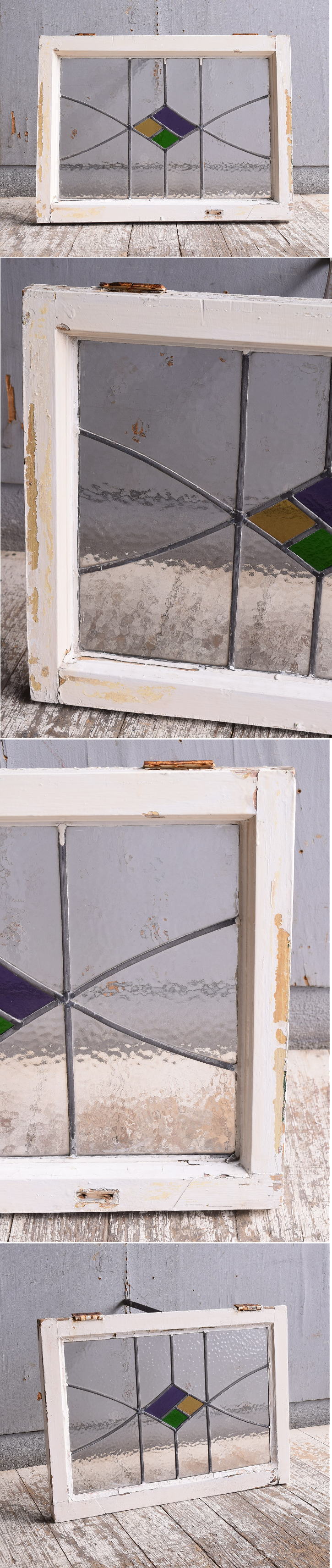 イギリス アンティーク ステンドグラス 幾何学 11614