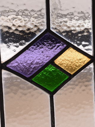 イギリス アンティーク ステンドグラス 幾何学 11614
