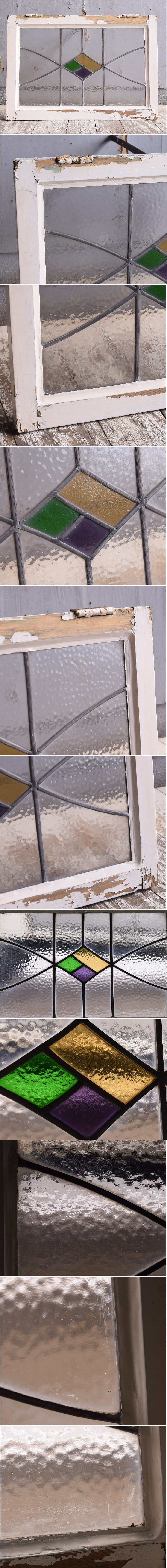 イギリス アンティーク ステンドグラス 幾何学 11615