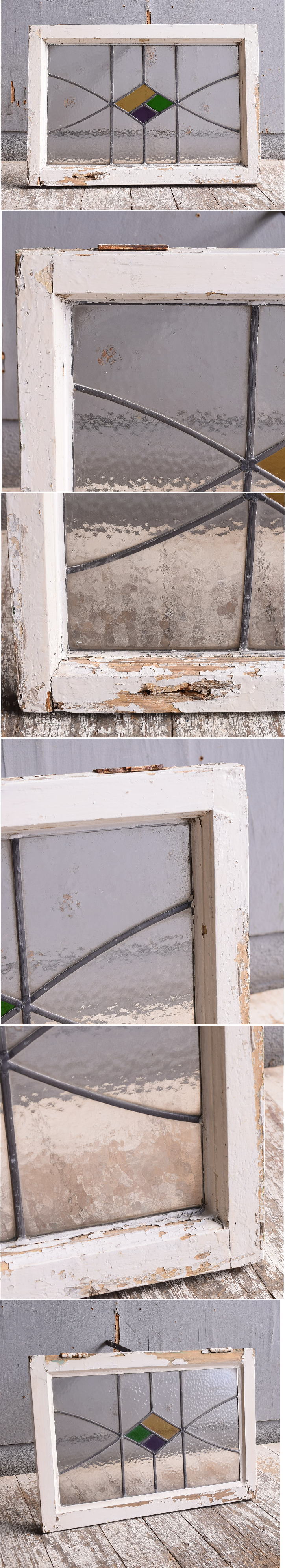 イギリス アンティーク ステンドグラス 幾何学 11615