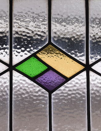 イギリス アンティーク ステンドグラス 幾何学 11615