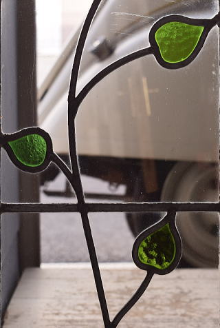 イギリス アンティーク ステンドグラス 幾何学 11618