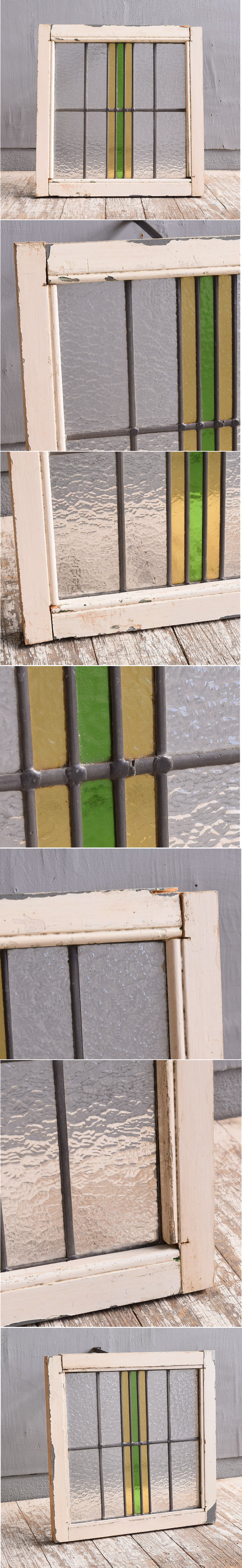 イギリス アンティーク ステンドグラス 幾何学 11621