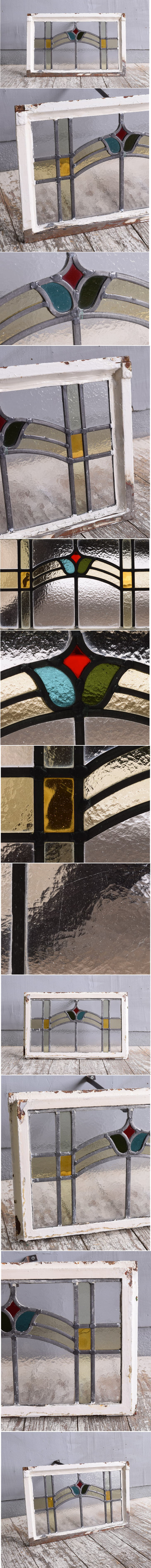 イギリス アンティーク ステンドグラス 幾何学 11624