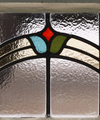 イギリス アンティーク ステンドグラス 幾何学 11624