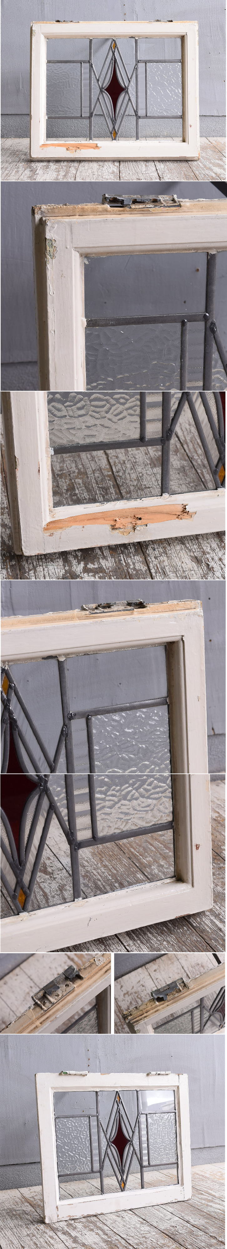 イギリス アンティーク ステンドグラス 幾何学 11625