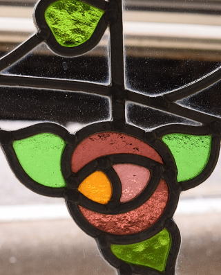 イギリス アンティーク ステンドグラス 幾何学 11626