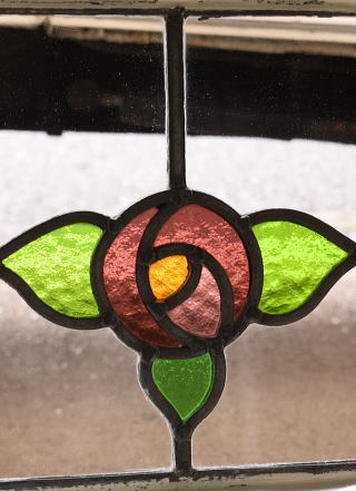 イギリス アンティーク ステンドグラス 幾何学 11627