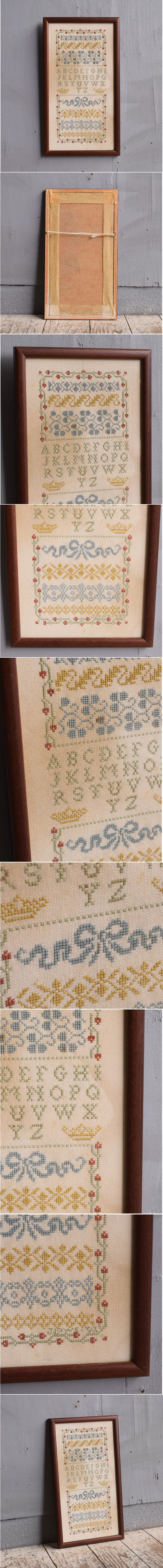 イギリス アンティーク 刺繍サンプラー クロスステッチ　11691