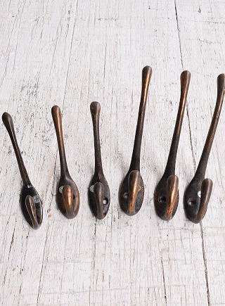 イギリス アンティーク　アイアンコートフック×6　12135