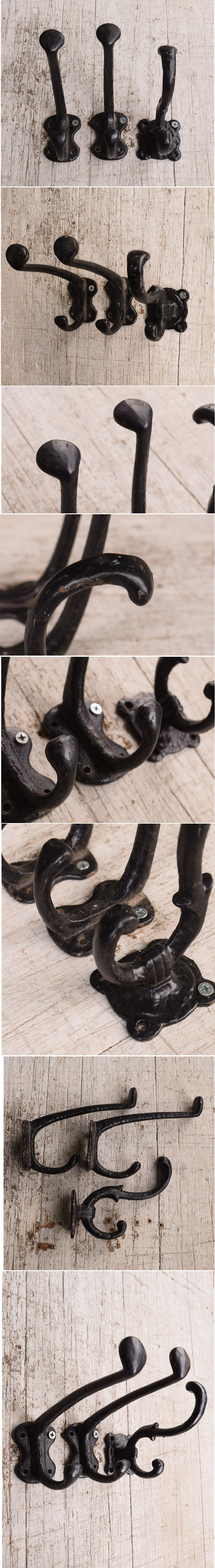 イギリス アンティーク　真鍮製×2 鉄製×1　コートフック　1214