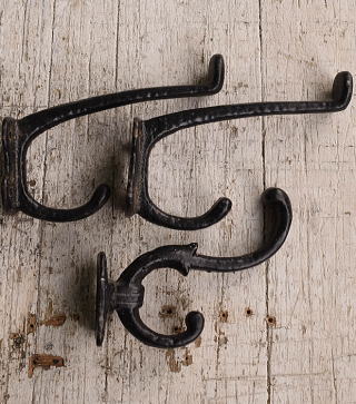 イギリス アンティーク　真鍮製×2 鉄製×1　コートフック　1214