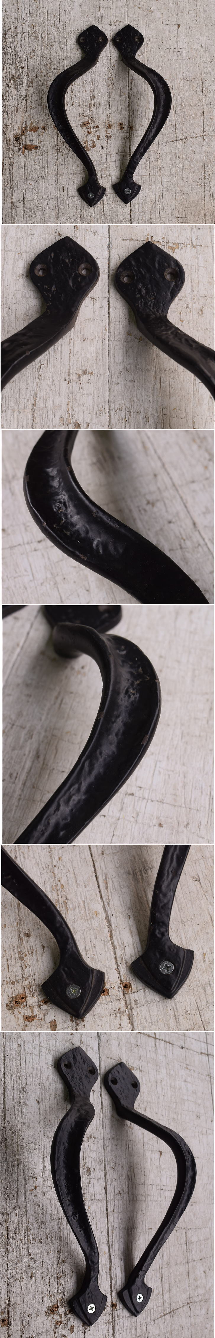 イギリス アンティーク 鋳物製（鉄製） ドアハンドル 建具金物 取っ手×２　12146